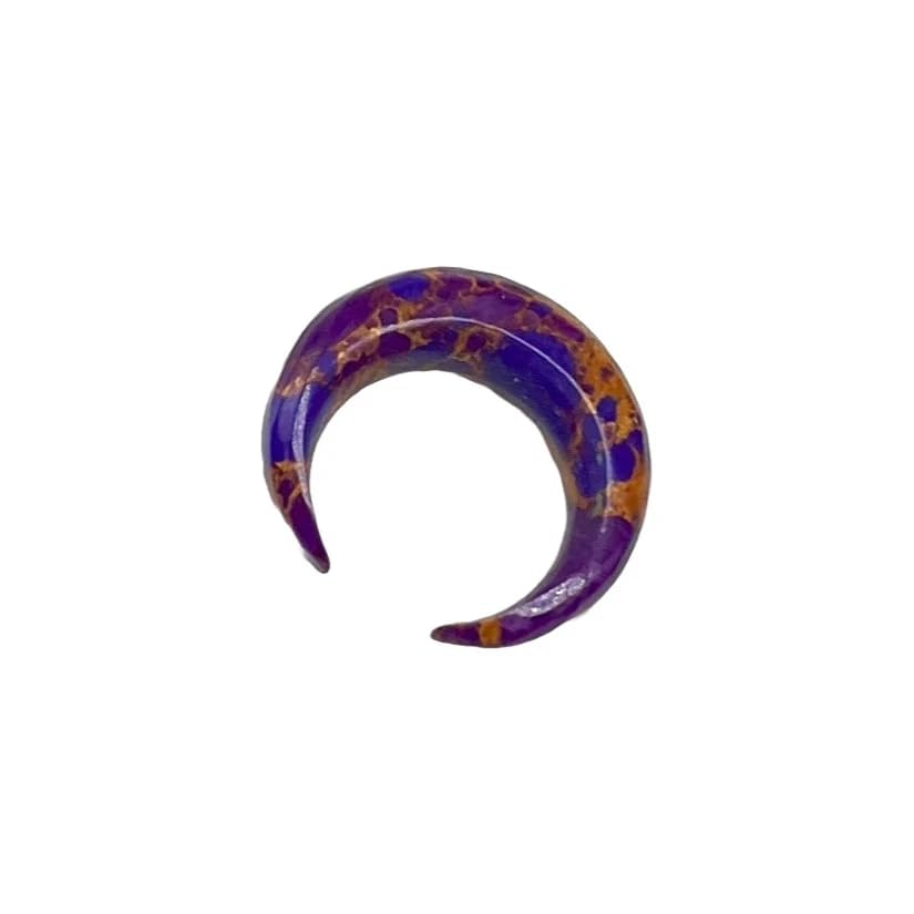 Handmade Tribal Septum Jewelry Set – Purple & Gold Crescent Pincher and Spike Tusk | Artisan Body Piercing Kit | Unisex Boho Stretching Jewelry