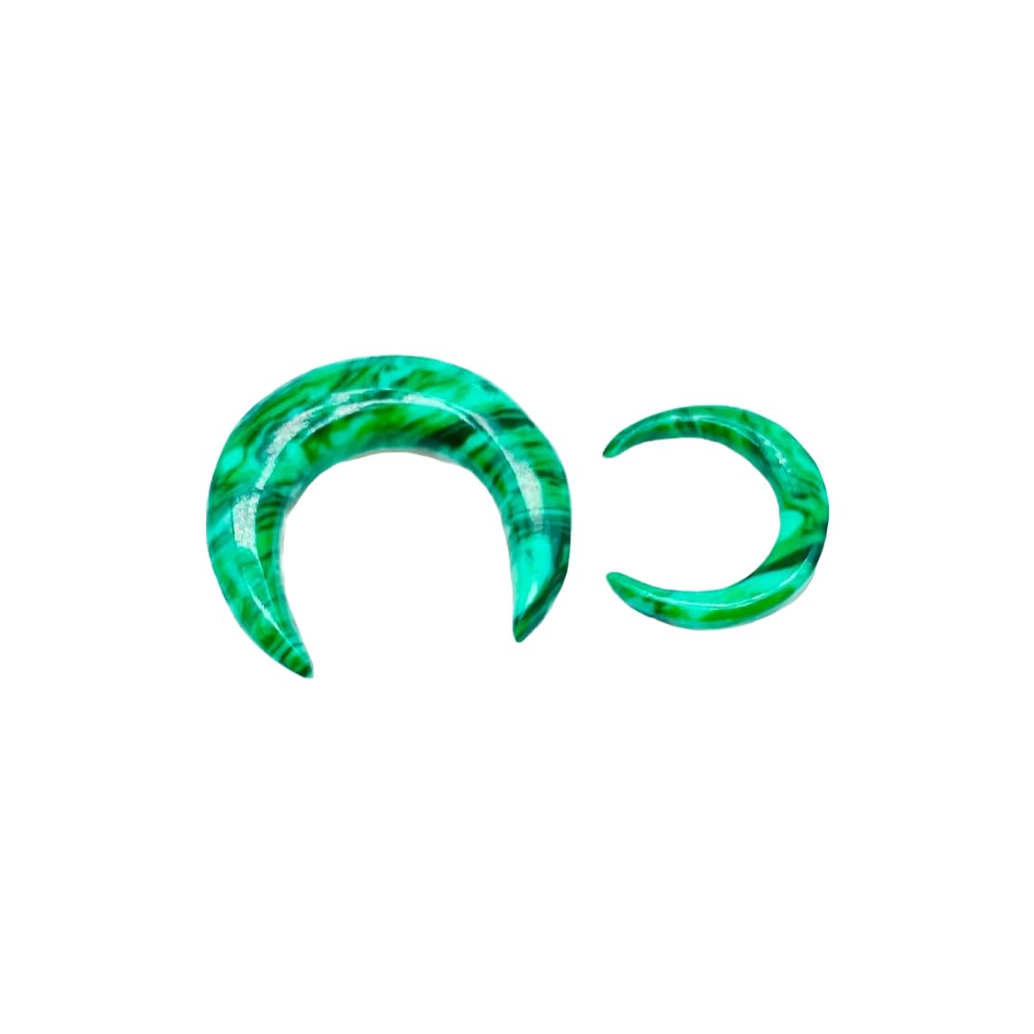 Green Malachite Crystal Handmade Naga Body Piercing Jewelry, Tribal Septum Pincher Gauges, 12g (2mm) to 1/2 inch (12mm), Customizable Sizes