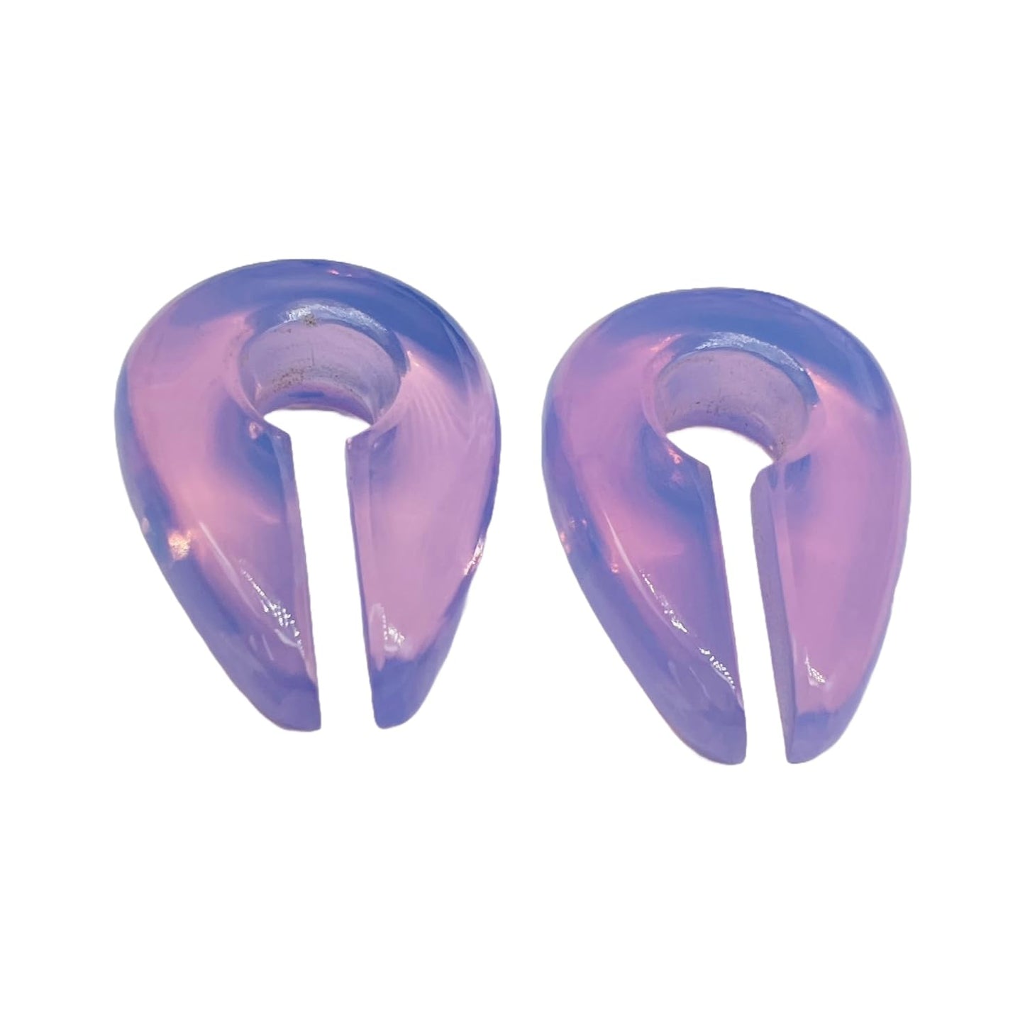 Lavender Chalcedony Stone Ear Weights, Pair of Keyhole Hangers Gauges