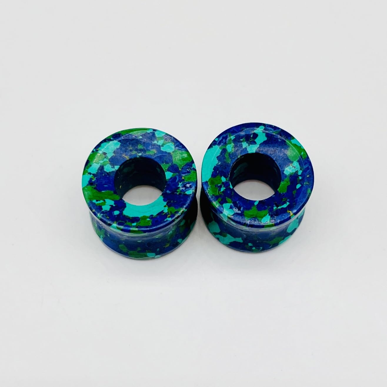 Body Jewelry Naga Style Lapis Malachite Mixed Crystal Double Flared Plugs Gauge Plug (4mm) - 40mm