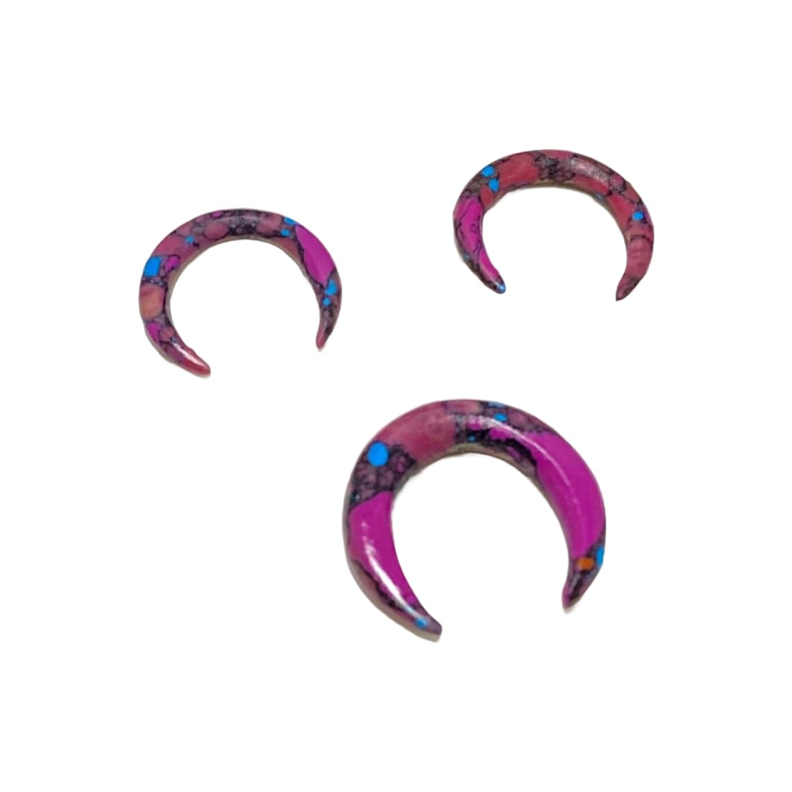 Purple and Yellow Turquoise Septum Pincher and Spike Set, Custom Sizes 12g to 1/2", Made in India
