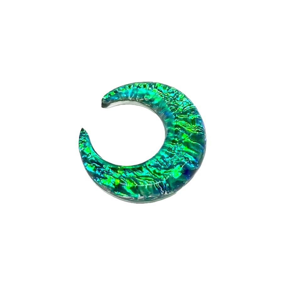 Green Opal Glitter Glass Stone Septum Pincher Nose Ring Size 12g-1/2in
