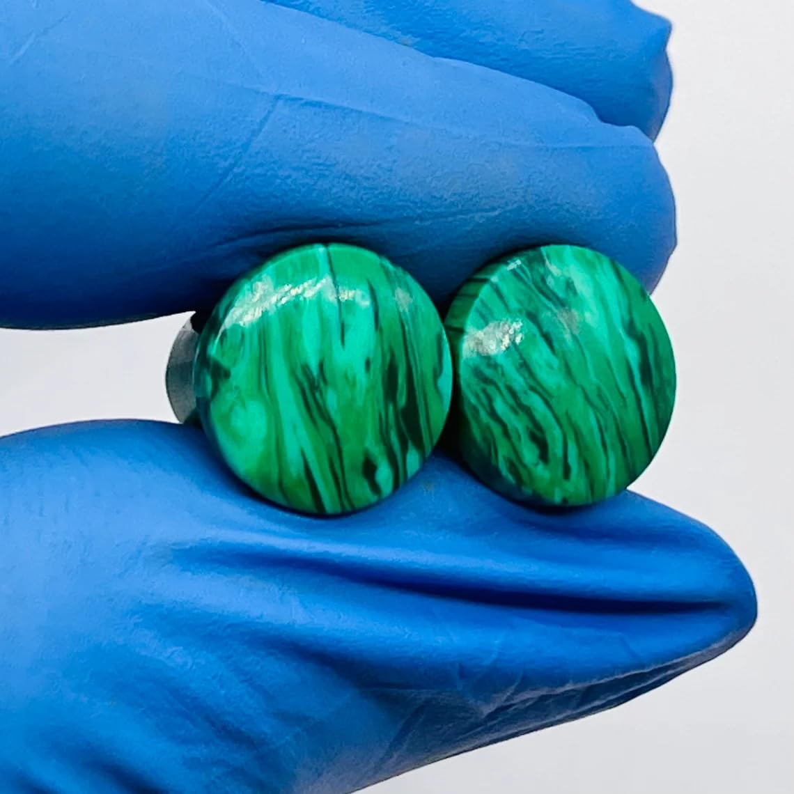 Green Malachite Crystal Handmade Naga Body Piercing Jewelry Ear Gauges Plugs, 8g (3mm) to 1 inch (25mm), Customizable Sizes