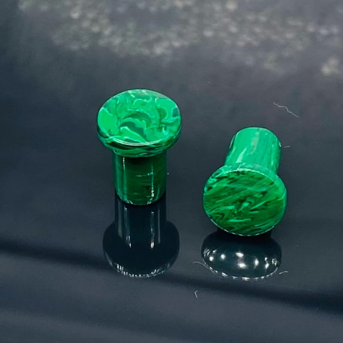 Green Malachite Crystal Handmade Naga Body Piercing Jewelry Ear Gauges Plugs, 8g (3mm) to 1 inch (25mm), Customizable Sizes
