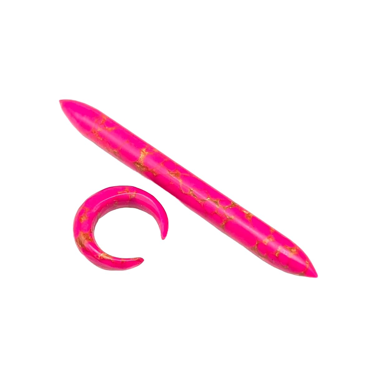 Pink Copper Turquoise Crystal Tribal Septum Pincher & Straight Tusk Spike Gauges, 12g-1/2", Custom Sizes Available