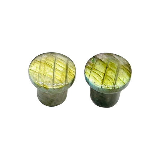 Natural Yellow Flash Labradorite Gemstone Naga Body Piercing Jewelry Single Flare Ear Gauges Plugs Size 8g (3mm) to 1" (25mm) Custom Size & Wholesale Available