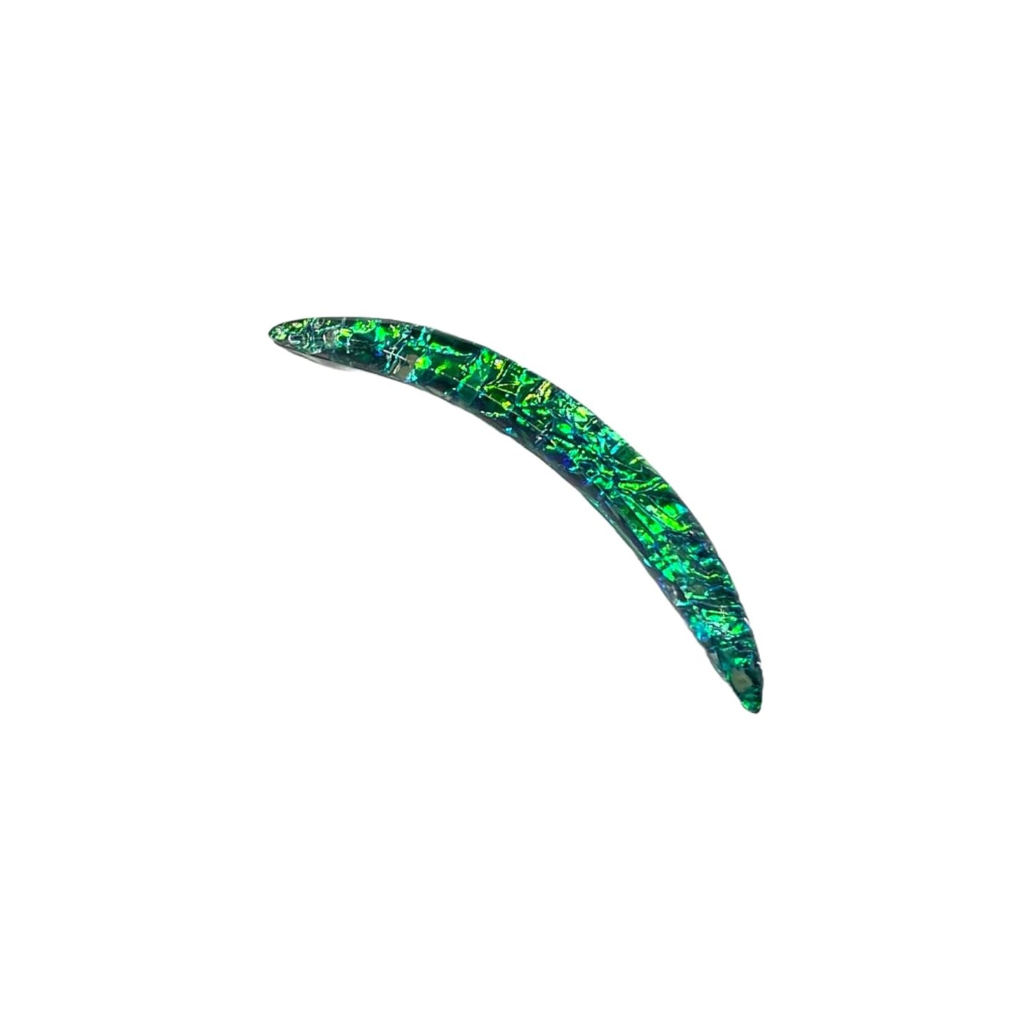 Green Opal Glitter Stone Septum Curved Tusk Spike, 12g-1/2", Custom Sizes, Opaque Gemstones