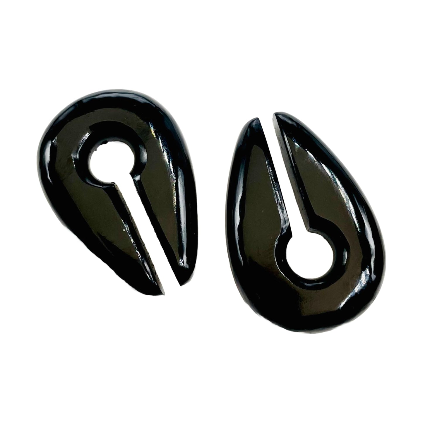 BodyJewels007's Pair of Natural Black Obsidian Gemstone Naga Body Piercing Ear Weights Keyhole Gauges