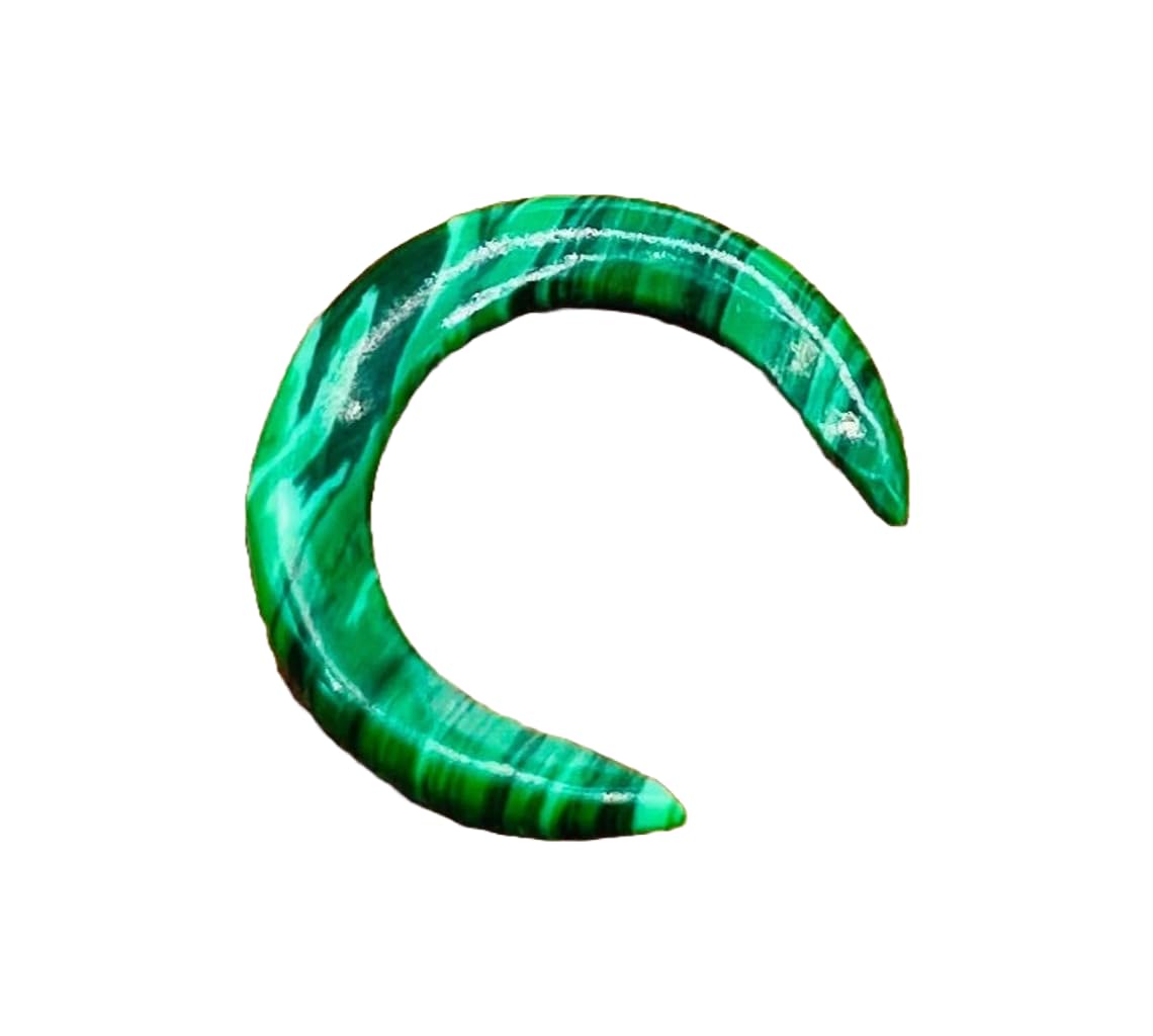 Green Malachite Crystal Handmade Naga Body Piercing Jewelry, Tribal Septum Pincher Gauges, 12g (2mm) to 1/2 inch (12mm), Customizable Sizes