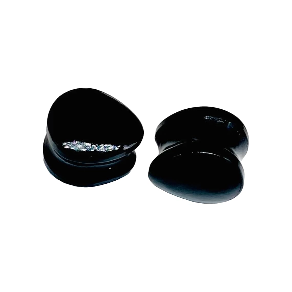 Natural Black Obsidian Crystal Handmade Naga Body Piercing Jewelry Double Falre Teardrop Shape Ear Gauge Plug Size 8g (3mm) to 1" (25mm) Wholesale Available