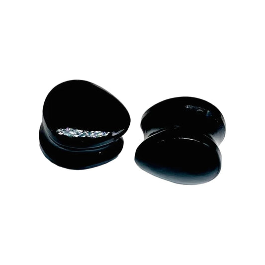 Natural Black Obsidian Crystal Handmade Naga Body Piercing Jewelry Double Falre Teardrop Shape Ear Gauge Plug Size 8g (3mm) to 1" (25mm) Wholesale Available