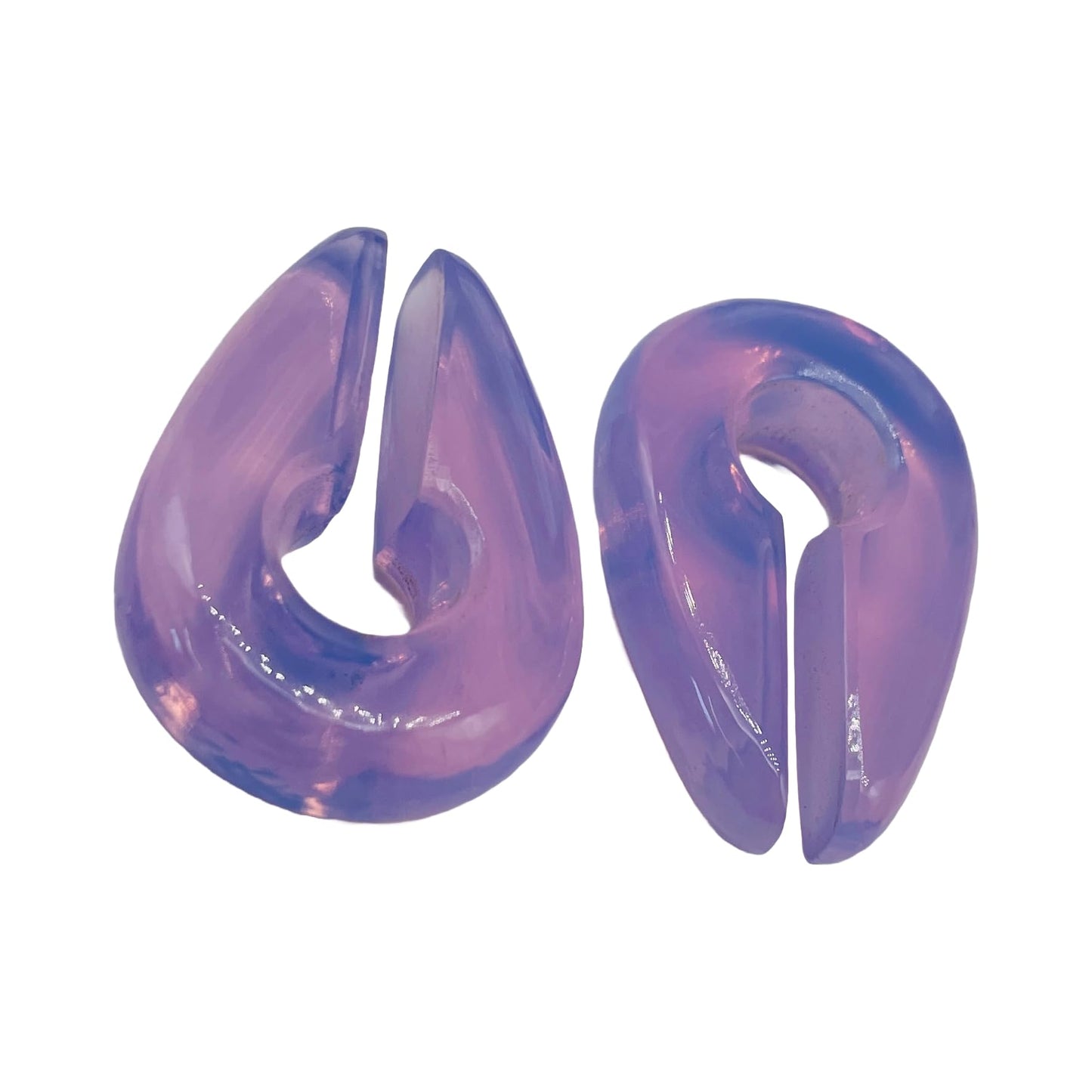 Lavender Chalcedony Stone Ear Weights, Pair of Keyhole Hangers Gauges