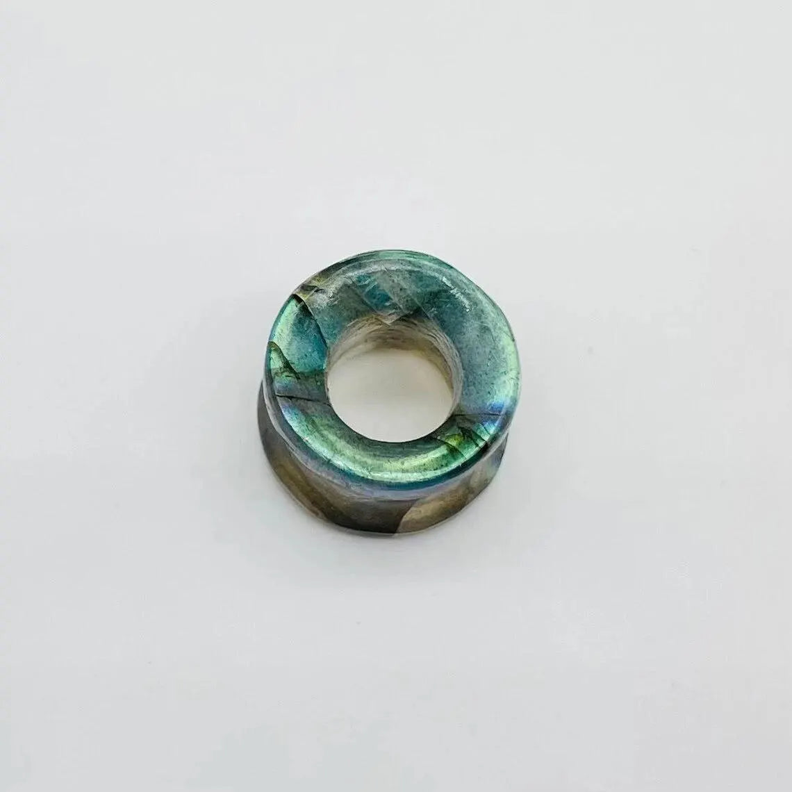 Natural Labradorite Gemstone Double‑Flare Tunnel Plugs for Stretched Ears Size 6G (4mm) to 40mm